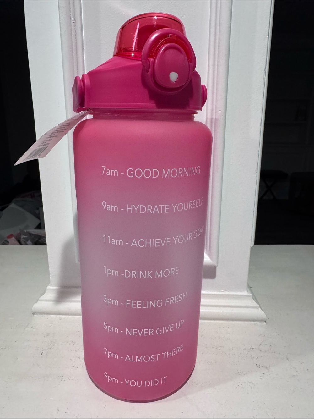 Pink Motivational Water Bottle - Hydration Tracker  64oz NWT